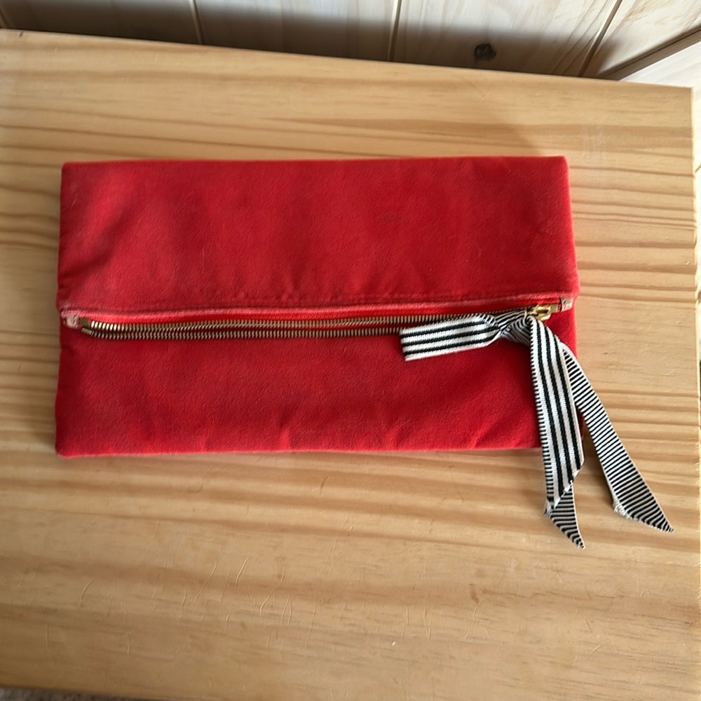 J.Crew Foldover zip velvet clutch